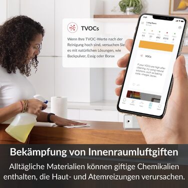 AWAIR Element: Монітор якості повітря з датчиком CO2, VOC, PM2.5, для дому, з додатком