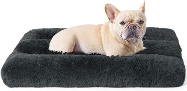 Лежак для собак EHEYCIGA пухнастий, миється, нековзний, темно-сірий, 75x50x10см