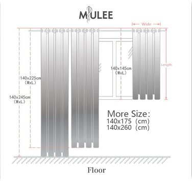 Штори з квітковою вишивкою MIULEE, прозорі, люверси, набір з 2 шт. , H245xW140см, білі