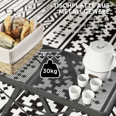 Зручний туристичний столик з регулюванням висоти, складаний з металевою решіткою, виготовлений з алюмінію