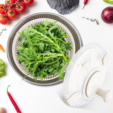 RAINBEAN Салатниця-сушарка велика з нержавіючої сталі, 5 літрів. Миття, віджимання та сушіння овочів та фруктів.