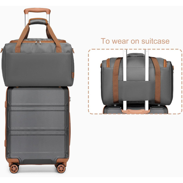 KONO Набір валіз 4 шт. з жорстким корпусом та TSA замком. Валізи середнього та великого розміру, ручна поклажа, 40x20x25 см, сірий/коричневий. Набір валіз Trolley Set