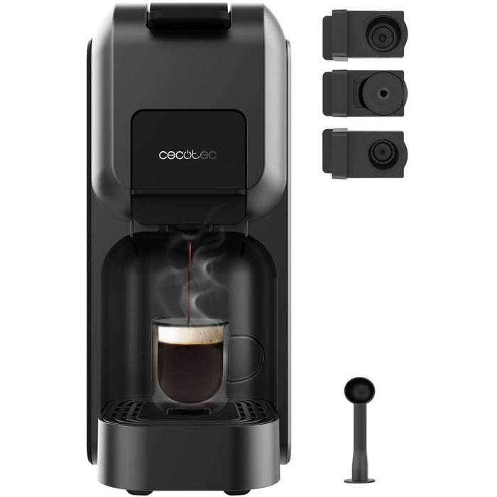Кавомашина Cecotec Freestyle Compact Black: 1350W, Thermoblock, 20 Bar, 4-в-1 для еспресо, сумісна з Dolce Gusto, Nespresso, K-Fee, об'єм резервуару 800 мл