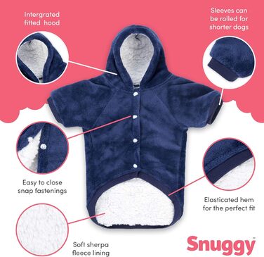 Светр для собак Snuggy - пухнаста шерсть із застібкою на застібку для маленьких-середніх собак, темно-синій XXL