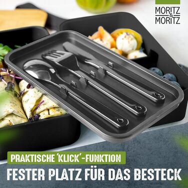Набір Bento Box Moritz & Moritz (3 шт.) - Японський ланчбокс для дорослих та дітей - 3 шт. Чорний