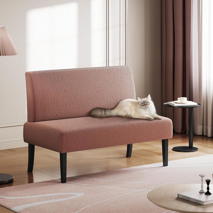 Диван-лавка Yaheetech для кухні/вітальні, 2 місця, без підлокітників, зелений/рожевий, м'який, оббивка з корду