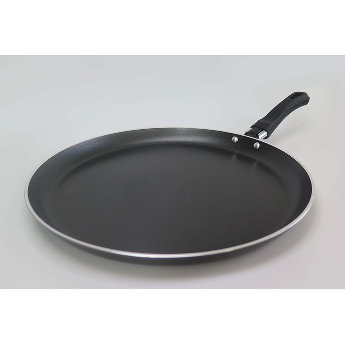 Сковорода для млинців Tredoni 22 см з антипригарним покриттям з алюмінію, чорна (28 см)