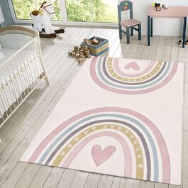 Дитячий килим TT Home 3D Серце і Веселка, рожево-кремовий, 200x290 см
