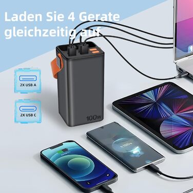 Портативний Power Bank 80000mAh 100W з USB-C, LED дисплеєм для iPhone, MacBook, iPad, дронів та ноутбуків. Ідеальний для подорожей, кемпінгу та активного відпочинку.
