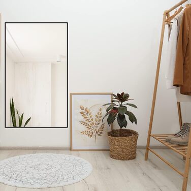 Дзеркало Boromal Spiegel Schwarz 100x60 см прямокутне з металевою рамою для ванної кімнати, спальні, туалетного приміщення. Чорний настінний дзеркало 60L x 100B cm