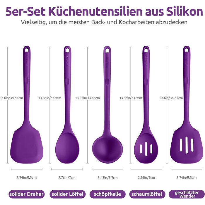 Набір кухонних аксесуарів U-Taste з силікону (5 шт.) - термостійкий, BPA-free, антипригарне покриття
