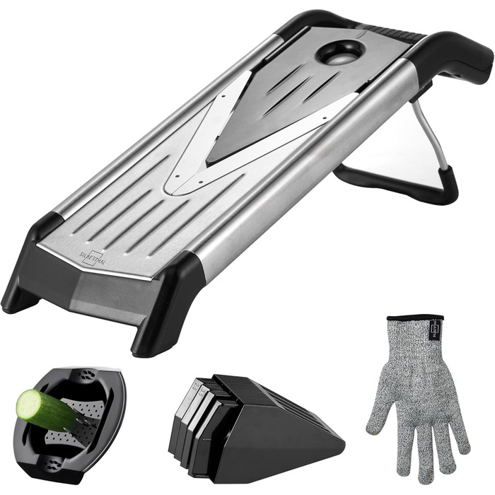 Mandoline для нарізки овочів Silberthal V-подібна з насадками - гостра клинка, компактне зберігання