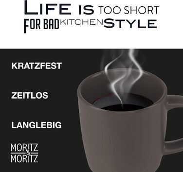 Набір кавових чашок Moritz & Moritz NORDIC, 6 шт., сірий колір, 300 мл, з ручкою, з якісного порцелянового каменю