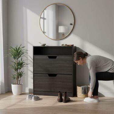 Взуттєва шафа Relaxdays з відкидною дверцями та відкритою полицею