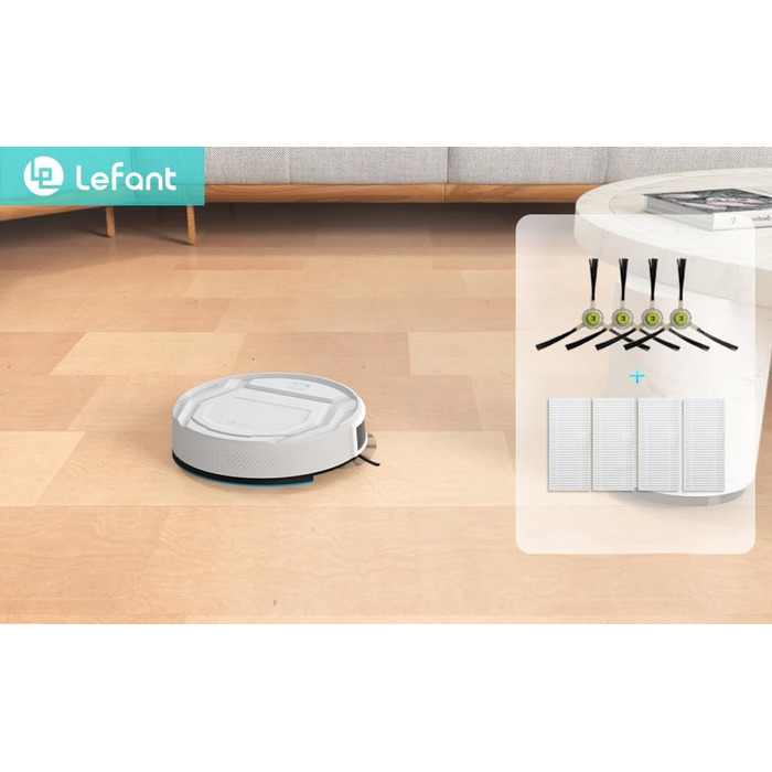 Робот-пилосос LEFANT M320 з функцією миття, потужність 6000 Па, уникнення перешкод, розпізнавання килимів, керування через додаток/Alexa, налаштування заборонених зон (PJ02)
