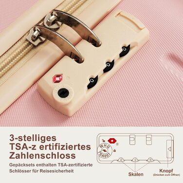 Набір валіз Merax 3 шт. з жорстким корпусом (20/24/28 дюймів), рожевий та хакі, 5-ти частинний