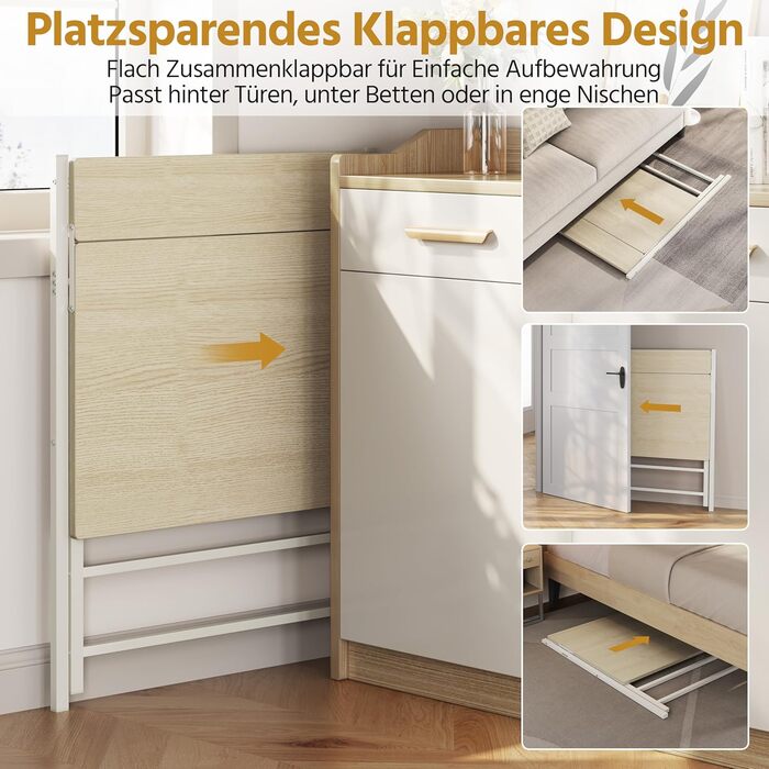 Злагоджений стіл Yaheetech Klappbar, 80 см, комп'ютерний стіл з полицею, двоступінчастий робочий стіл з підставкою для монітора, стіл для ноутбука для домашнього офісу/маленьких кімнат/вітальні, білий/80 см Д × 50 см Ш, білий (світлий колір дерева, 106.5x