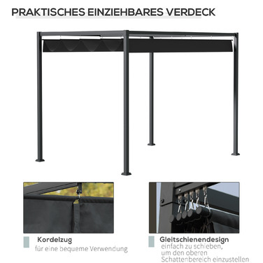Дах патіо з альтанки Outsunny Pergola з люком 298x213x221см Поліестер Чорний Сірий для саду та патіо