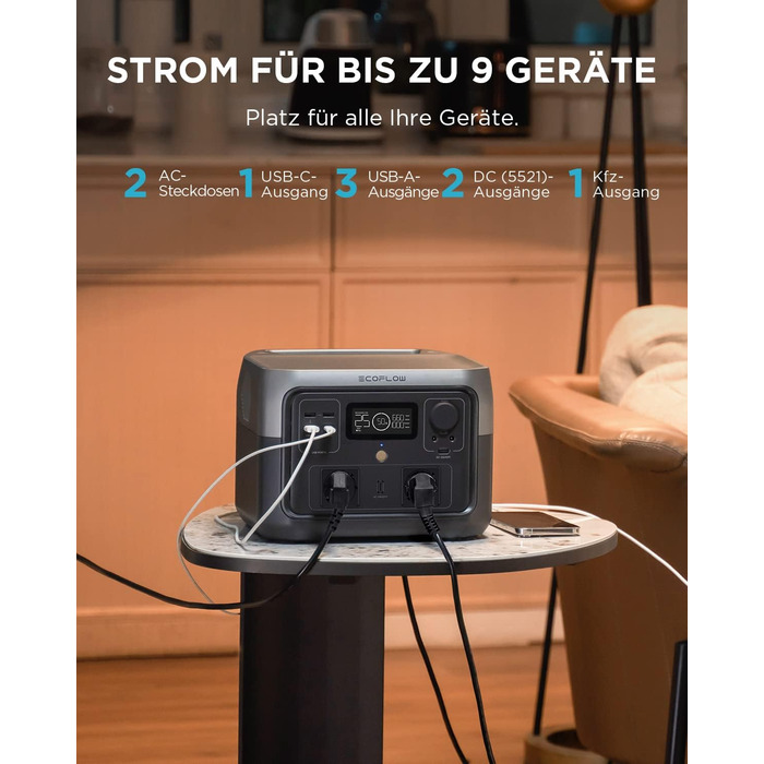 Портативна електростанція EcoFlow RIVER 2 MAX 512Wh, сонячний генератор LiFePO4, швидка зарядка за 1 годину, для кемпінгу/RV, незначні пошкодження упаковки, товар не використовувався (відновлений)