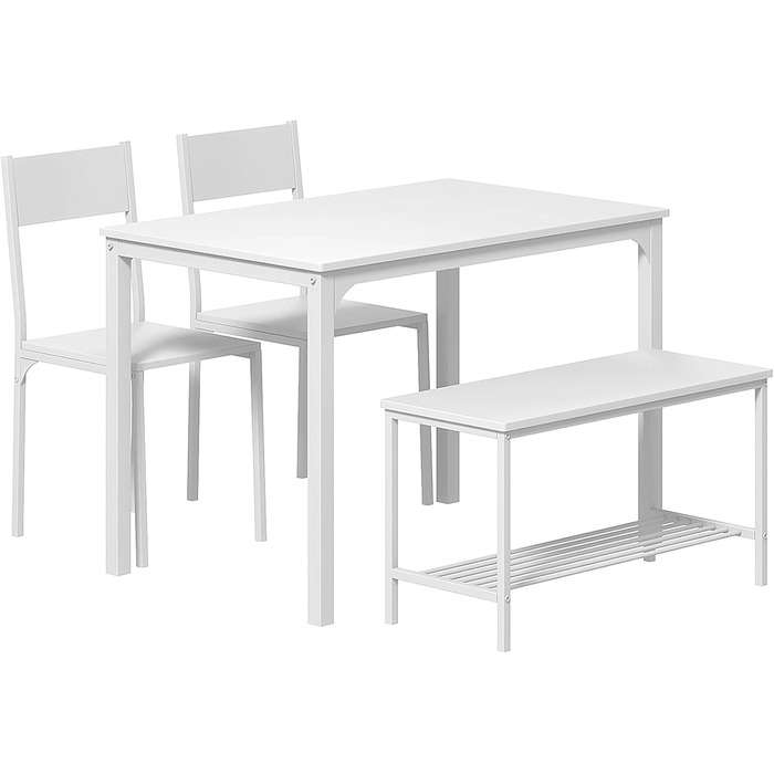 Обідній набір sogesfurniture на 4 особи: стіл 110×70×76 см, 2 стільці, лавка, металевий каркас, мармурова стільниця та золотисті елементи, прямокутний кухонний комплект з полицею для вітальні та їдальні