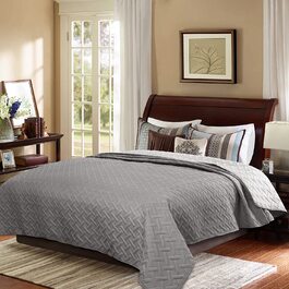 Покривало WOLTU покривало для ліжка 240x260 см темно-сірийсвітло-сірий ковдру двостороннього дизайну, покривала з мікрофібри, стьобана ковдра, зшите ультразвуком, ковдру для вітальні покривало для дивана покривало для ліжка 240x260 см Темно-сірий світло-сірий