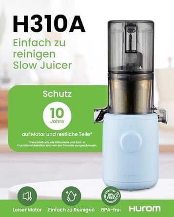 Шовковий відцентровий соковичавник Hurom H310: тиха робота, легке очищення, BPA Free, 150 Вт