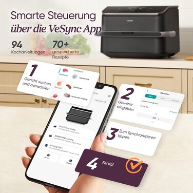 Фритюрниця COSORI з 2 камерами Dual Blaze TwinFry 10L, з 4 нагрівальними елементами, чорний/сріблястий