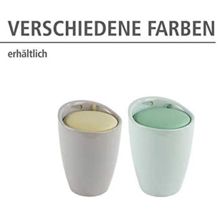 WENKO табурет для ванної кімнати Candy з місцем для зберігання та кошиком для білизни, ABS-пластик, 20 л, Ø 36 x 50,5 см