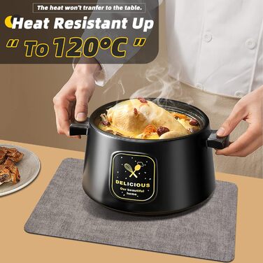 Набори підставки під тарілки Purejoy Platzsets, 6 шт., сірі, миючі, з ПУ шкіри, стійкі до ковзання та тепла, 43x30 см, для дому, кухні, обіднього столу