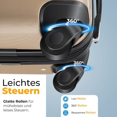 Валіза KESSER® з жорстким корпусом, вагова шалька та багажний жетон | Роликова валіза з кодовим замком, телескопічна ручка (шампань, 75 см – 120 л)