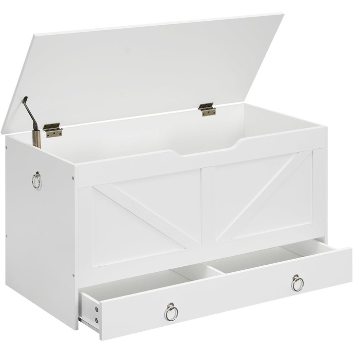 HOOBRO Лавка-сховище з ящиком, дитяча іграшкова скриня, біла, 100 см