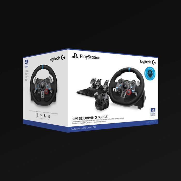 Logitech G29 Driving Force Racing Wheel – Ігровий кермо з Force Feedback для PS5, PS4, PC, Mac. Чорний