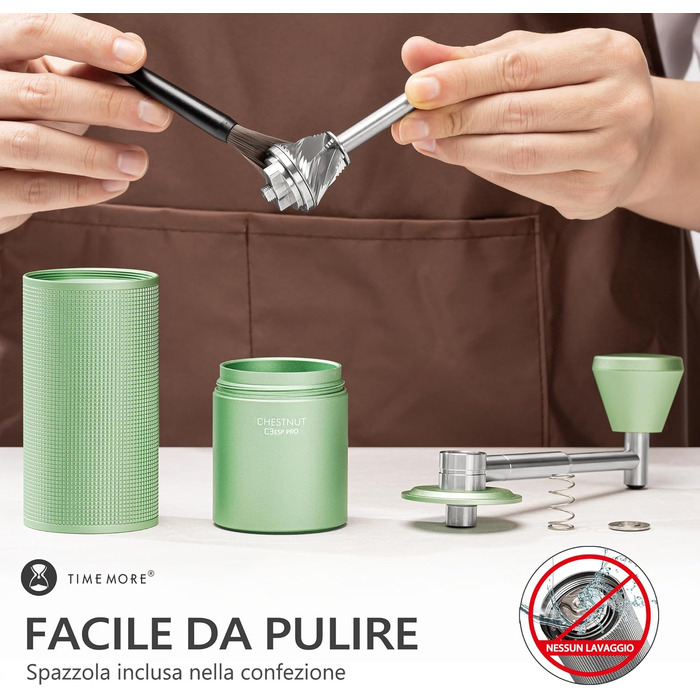 Ручна кавомолка TIMEMORE Chestnut C3 ESP PRO, зелена - для еспресо та френч-прес