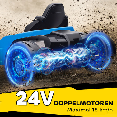 Електричний карт 24V, режим дрифту, регульоване сидіння, 5-точкова система безпеки, музична функція, звуковий сигнал, для дітей 6-12 років, блакитний