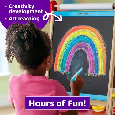 Дитяча мольберт Blue Squid Kinder Staffelei: регульована висота, двосторонній, з крейдяною та магнітною дошкою, рулоном паперу, 100+ аксесуарів, для дітей 3-12 років, преміум-якість 2025