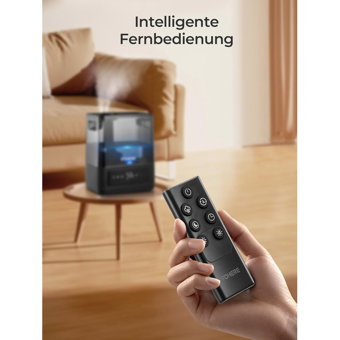 Ультразвуковий зволожувач повітря на 6л для великих кімнат, дитячої та спальні: безшумний холодний випарник з датчиком вологості, аромадифузором та верхнім заповненням, до 60 год роботи