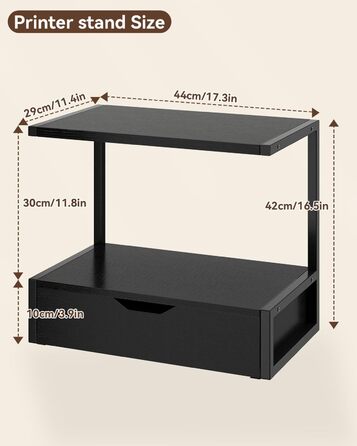 Підставка для принтера IBUYKE 2-ярусна, стіл з полицею, органайзер для офісу, чорний (TLJ015W)