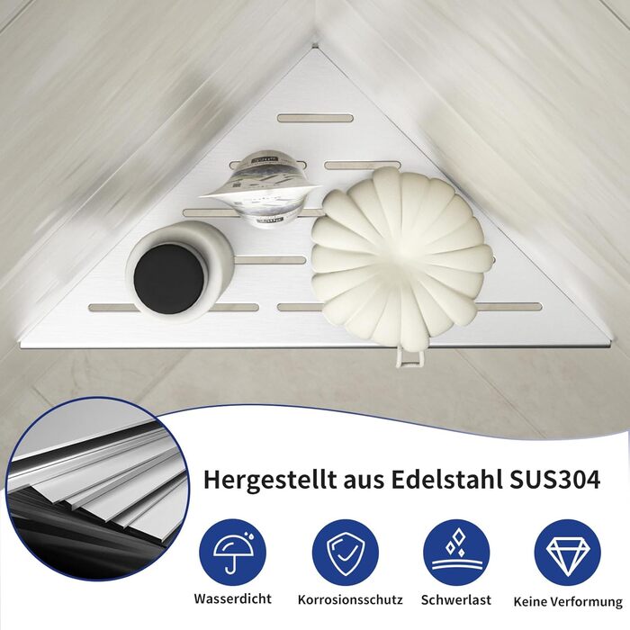 Поличка для душу Eck, нержавіюча сталь 304, для кахельної стіни, вбудована поличка для ремонту ванної кімнати, 2 шт., 254 мм, матова поверхня