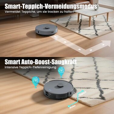Робот-пилосос AIRROBO T25+ з вологою, LiDAR, 5500Pa, 240хв, керування через додаток, для тварин, чорний