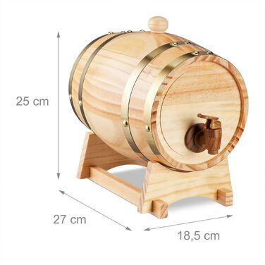 Дерев'яна бочка Relaxdays для настоянок та лікерів