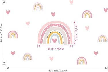 Маленька декоративна наклейка на стіну Little Deco DL539-12 Веселки з сердечками