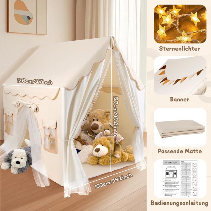 Дитяче намет-ігровий будиночок з 2 входами, з підсвіткою та підстилкою, для дітей від 3 років