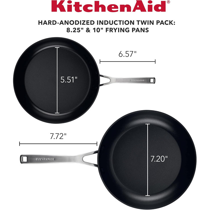 Сковорода-гриль KitchenAid з виливом, харт-елоксирована, з антипригарним покриттям, квадратна, 29 см, матовий чорний