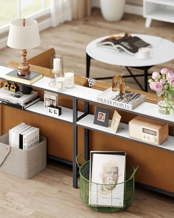 Консоль VASAGLE - вузький столик для вітальні/коридору з 2 полицями, 20 x 100 x 80 см, сірий/чорний, LNT131B22