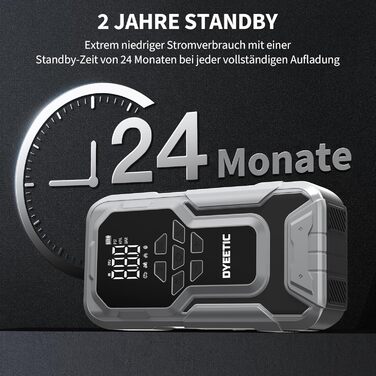 Powerbank Starthilfe 6000A з компресором 150PSI: портативний пусковий пристрій для авто та мото (бензин, дизель до 10.0L) з LED-ліхтариком QC3.0, срібний