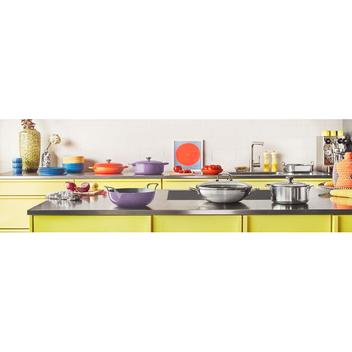 Вок Le Creuset з антипригарним покриттям, Ø 30 см, з кришкою, для всіх плит (індукція), нержавіюча сталь, сріблястий