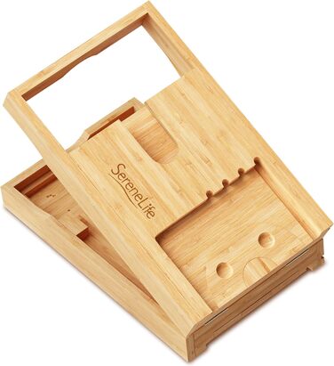 Підставка для ванни SereneLife з дерева - Розширювана підставка для ванни 70-105 см з тримачем для напоїв та книжковою підставкою, вологостійка, аксесуар для ванни, Wellness