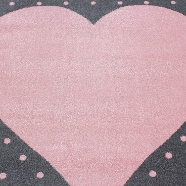 Дитячий килимок Heart Design Pink Runner - килимок з коротким ворсом Дитяча кімната для дівчаток і хлопчиків Easy Care Soft Pile - Ігровий килимок для передпокою Дитячий килимок Ігровий килимок Дитяча кімната (200 х 290 см, рожевий)
