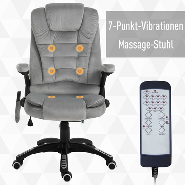 Офісне крісло Vinsetto Massage ергономічно регулюється по висоті з поліуретановими колесами сірого кольору для комфортної роботи та відпочинку