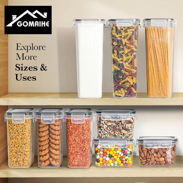 Набір контейнерів для зберігання GoMaihe 12 шт: повітряно-щільні, 800 мл, з етикетками. Підходять для круп, цукру, спецій. Без BPA, можна мити в посудомийній машині. Чорний колір, об'єм 2.8л (6 шт).
